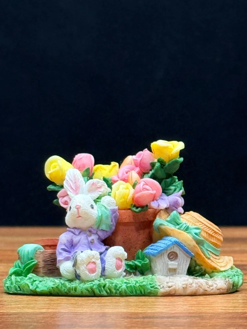 Bunny With Flowers Figurine